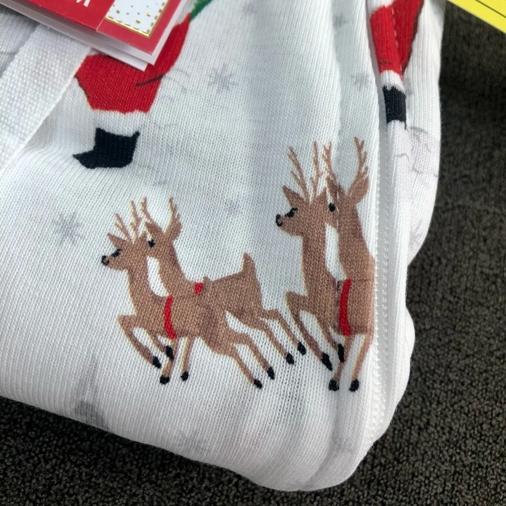 Pottery Barn Organic Heritage Santa Nursery Pajama White/black 9-12 Months